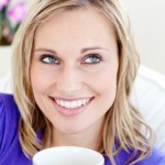 picture of woman drinking hot milk