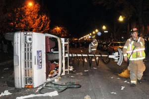 picture of penn state riot overturned tv truck