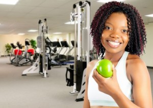picture of African American Young Woman Enjoying A Healthy Snack At The Gym