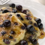 picture of Plate Of Blueberry Pancakes With Maple Syrup