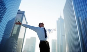 picture of man in city