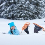 picture of woman in snowshoes