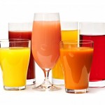 picture of Various glasses of juices isolated on white background
