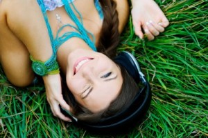picture of Young woman listening to music